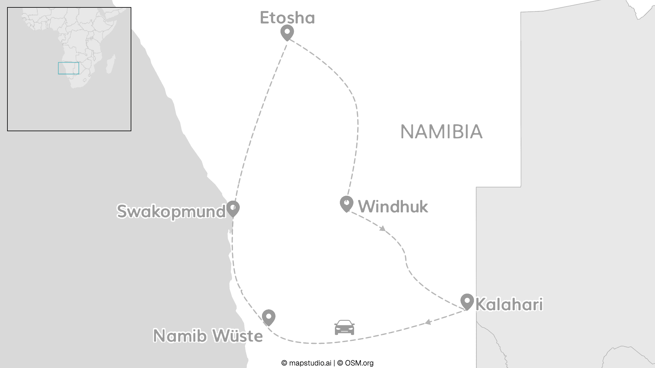 Namibia Roadtrip: Kalahari, Namib & Etosha